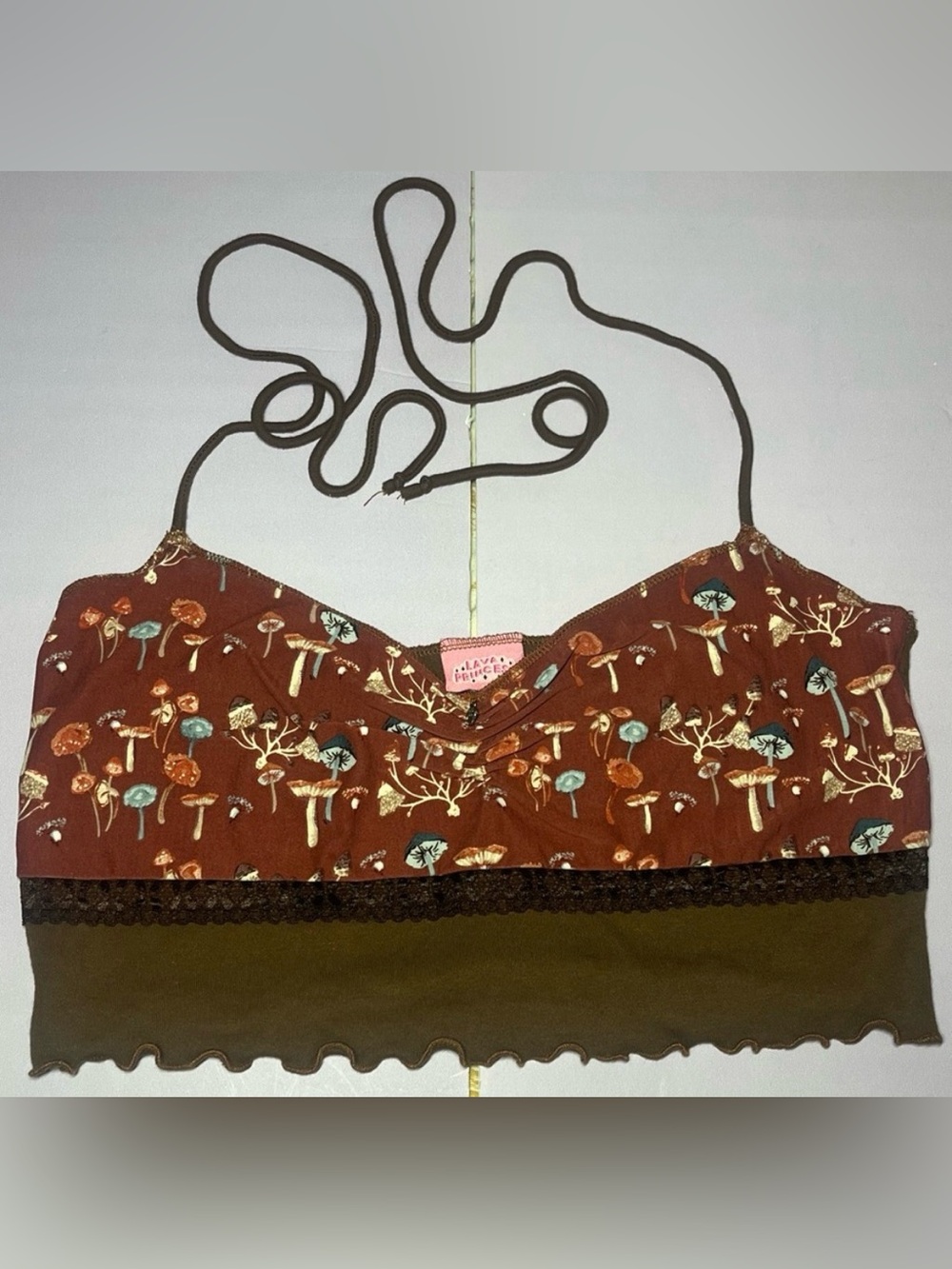 Lava Princess XL Handmade Mushroom Princess Halter Crop Top Cottagecore Fairy